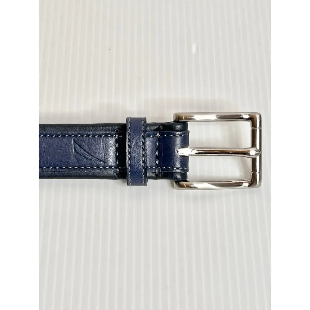 Nautica Kids Belt 6-8 Years Blue Genuine Leather Silver Buckle 24/60 Boys Preppy